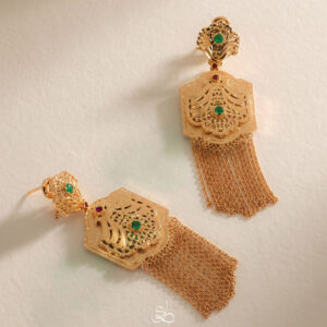 Boucles d’oreilles Émeraude & franges Silina, référence 129