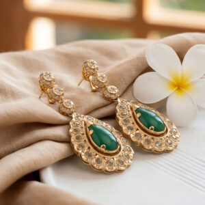 Boucles d’oreilles Goutte émeraude Silina, référence 92